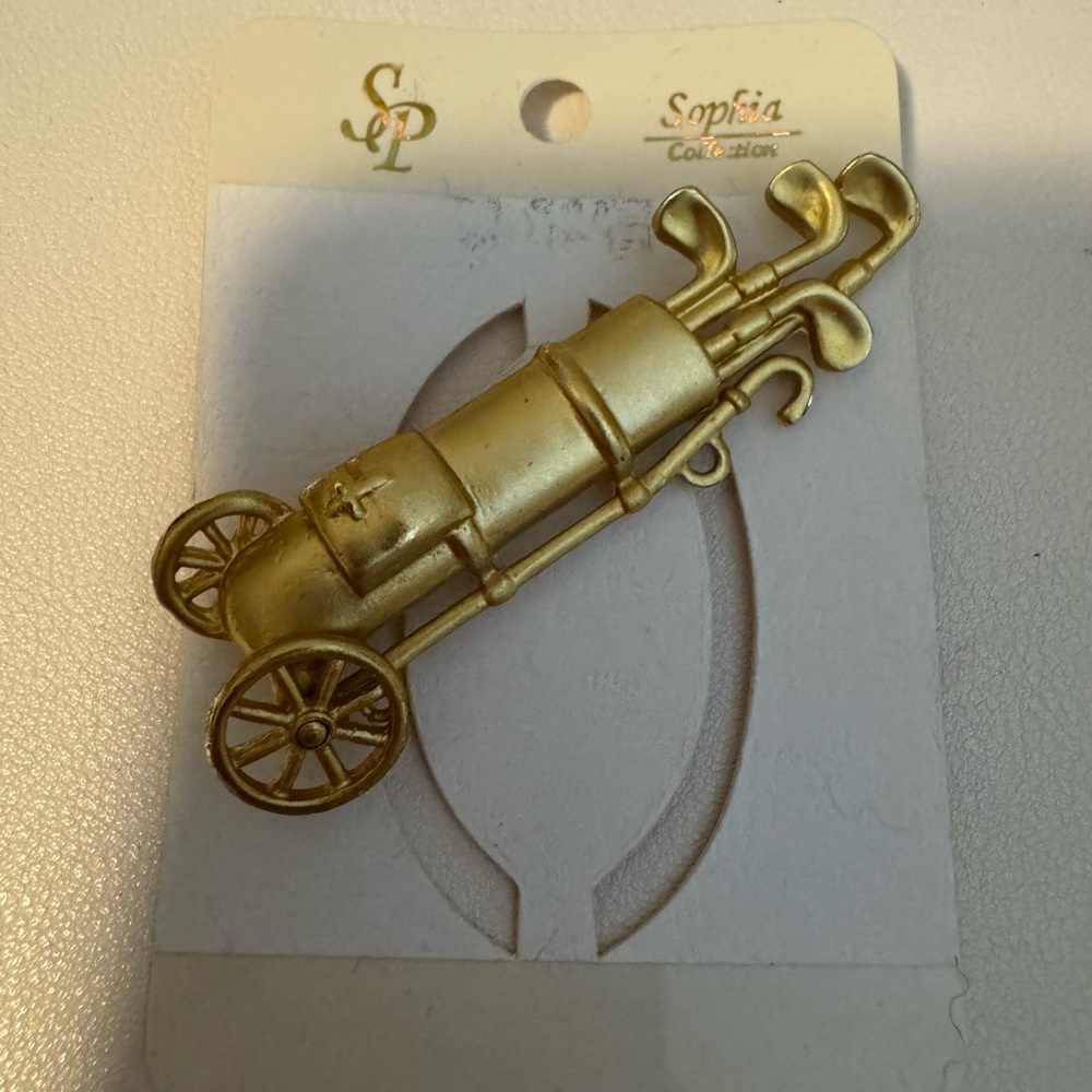 Gold Golf Cart Brooch
